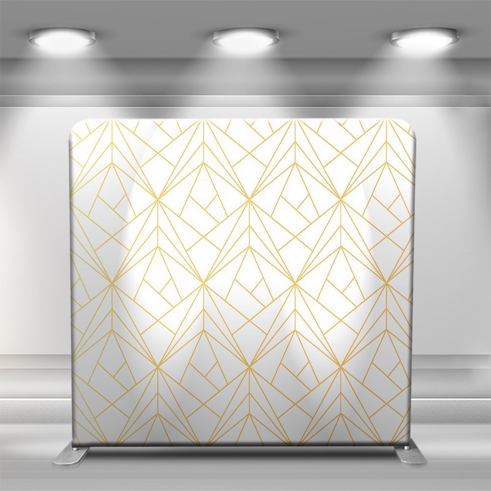 White and gold geometric pattern for photo booth backdrop ideas